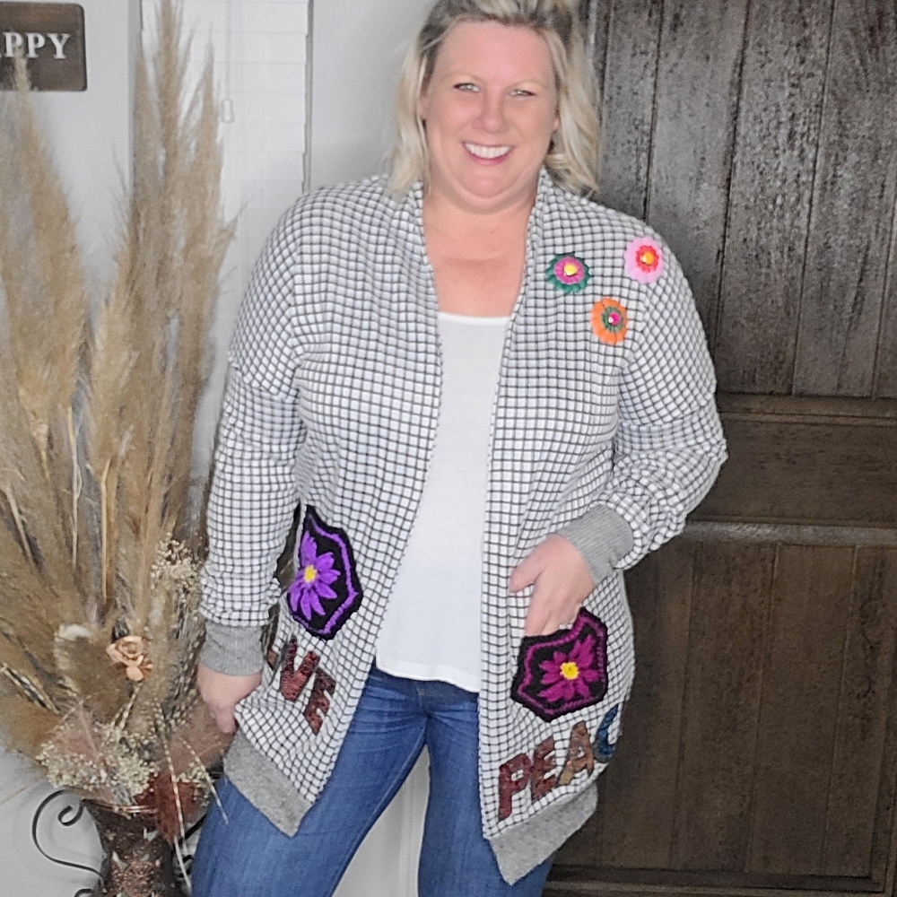 Peace and love hippie cardigan